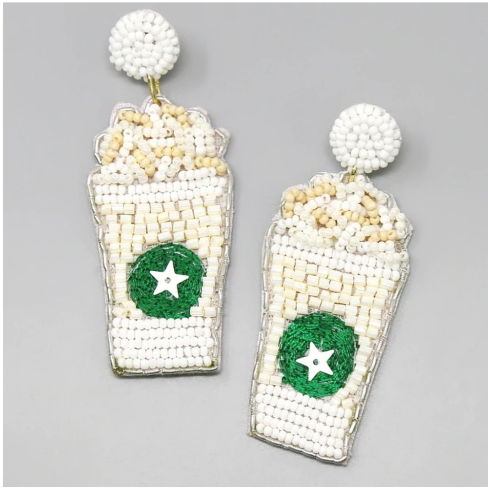 FRAPPUCINO SEED BEADED DROP EARRINGS